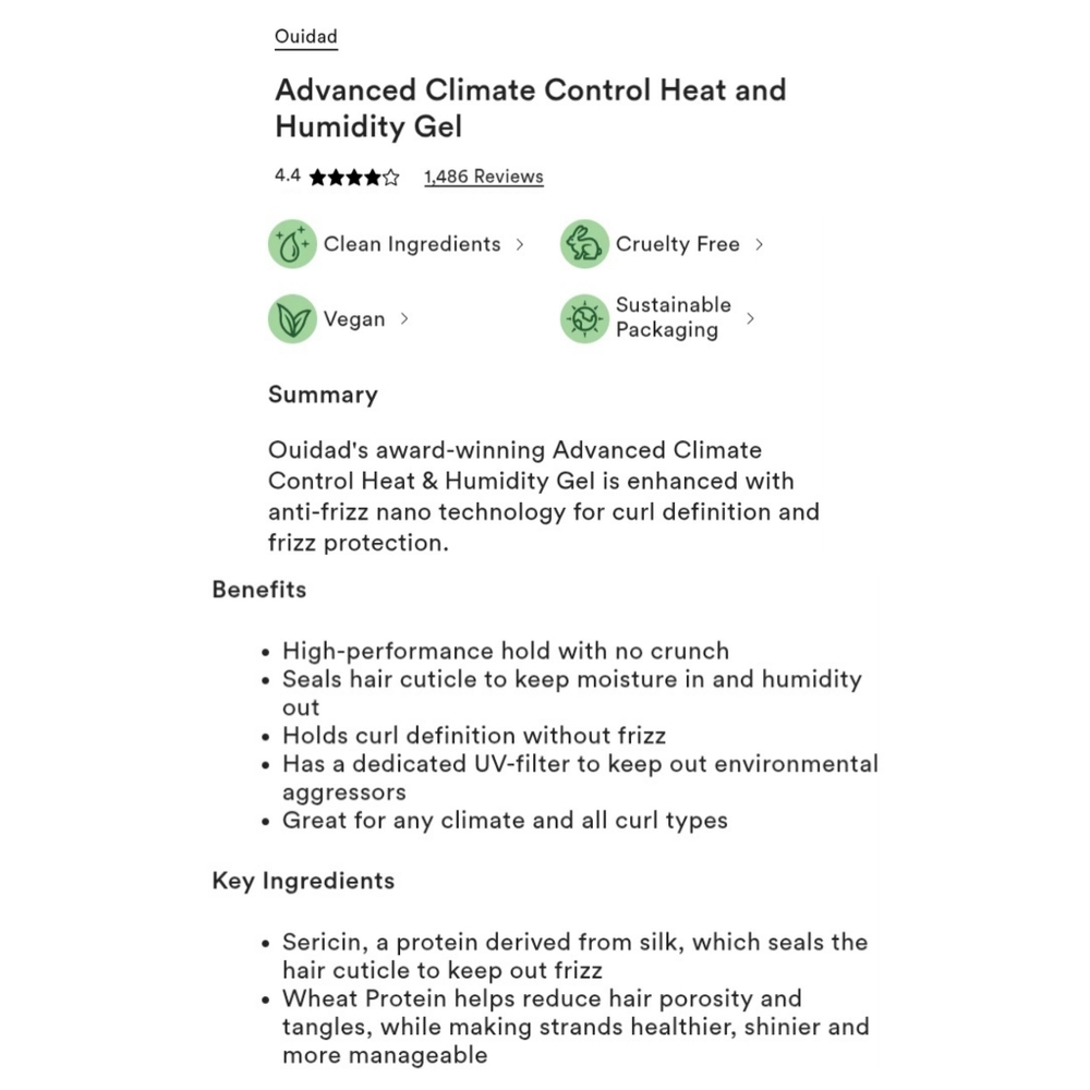 🎉3•$13/4•$16🎉 OUIDAD Advanced Climate Control Heat & Humidity Gel - Picture 6 of 8
